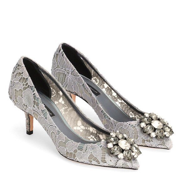 Dolce & Gabbana Bellucci 60 Pumps in Taormina Lace Crystals Grey 36 - Picture 8 of 10